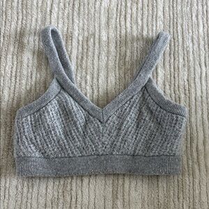 ALO Yoga Cashmere Plush Waffle V-Neck Bra - Athletic Heather